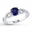 Lab-Created Sapphire Ring 1/15 ct tw Diamonds 10K White Gold