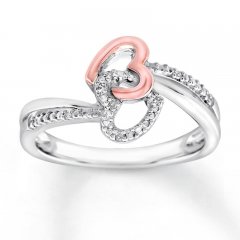 Diamond Heart Ring Sterling Silver/10K Rose Gold