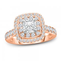 Diamond Engagement Ring 3/4 ct tw Princess/Round 14K Rose Gold