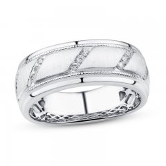 Men's Diamond Wedding Band 1/5 ct tw 10K White Gold