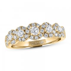 Leo Diamond Anniversary Ring 3/4 ct tw Round-cut 14K Yellow Gold