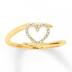 Diamond Heart Ring 1/15 ct tw Round-cut 10K Yellow Gold