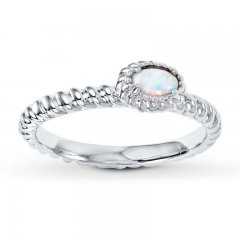 Stackable Ring Lab-Created Opal Sterling Silver