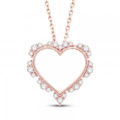 Neil Lane Diamond Heart Necklace 1/5 ct tw Round-cut 14K Rose Gold 19"