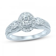 Diamond Engagement Ring 1 ct tw Oval/Round 14K White Gold