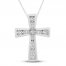 Diamond Cross Necklace 1/2 ct tw Round-cut 10K White Gold 18"