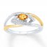 Citrine Ring 1/15 ct tw Diamonds 10K Two-Tone Gold