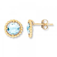 Aquamarine Earrings 10K Yellow Gold