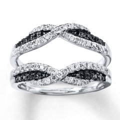 Black & White Diamonds 1/2 ct tw Enhancer Ring 14K White Gold