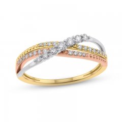 Diamond Bypass Ring 1/4 ct tw Round-cut 10K Tri-Tone Gold