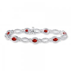 Lab-Created Ruby Bracelet Diamond Accents Sterling Silver