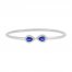 Blue/White Lab-Created Sapphire Bangle Cuff Bracelet Sterling Silver