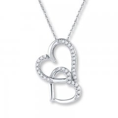 Diamond Heart Necklace 1/10 ct tw Round-cut 10K White Gold