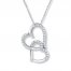 Diamond Heart Necklace 1/10 ct tw Round-cut 10K White Gold