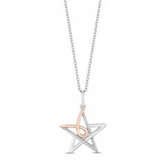 Hallmark Diamonds Star Necklace 1/20 ct tw Sterling Silver/10K Rose Gold 18"