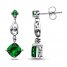 Lab-Created Emerald 1/20 ct tw Diamond Sterling Silver Earrings