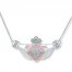 Claddagh Necklace 1/8 ct tw Diamonds Silver/10K Rose Gold