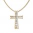 Diamond Cross Necklace 1/4 ct tw Round-cut 10K Yellow Gold