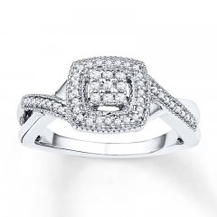 Diamond Ring 1/5 ct tw Round-cut 10K White Gold