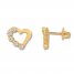 Children's Heart Earrings Cubic Zirconia 14K Yellow Gold