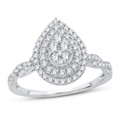 Multi-Diamond Engagement Ring 1/2 ct tw Round-cut 10K White Gold