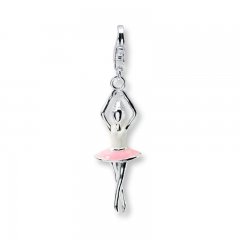 Ballerina Tutu Charm Pink Enamel Sterling Silver