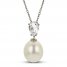 Cultured Pearl & White Lab-Created Sapphire Necklace Sterling Silver 18"