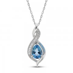 Swiss Blue Topaz & Lab-Created Sapphire Necklace in Sterling Silver