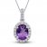 Amethyst & White Lab-Created Sapphire Necklace Sterling Silver 18"