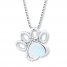 Paw Print Necklace Lab-Created Opal Sterling Silver