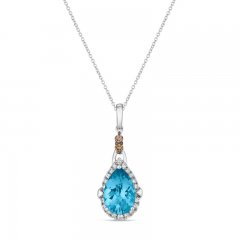 Le Vian Blue Topaz Necklace 1/3 ct tw Diamonds 14K Vanilla Gold 18"