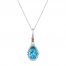 Le Vian Blue Topaz Necklace 1/3 ct tw Diamonds 14K Vanilla Gold 18"