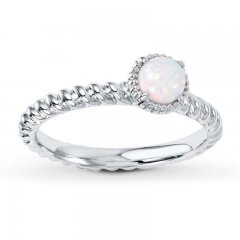 Stackable Ring Lab-Created Opal Sterling Silver