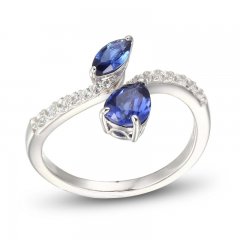 Blue & White Lab-Created Sapphire Ring Sterling Silver