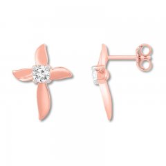 Diamond Cross Earrings 1/5 ct tw Round-cut 10K Rose Gold