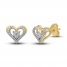 Diamond Heart Earrings 1/10 ct tw Round-cut 10K Yellow Gold