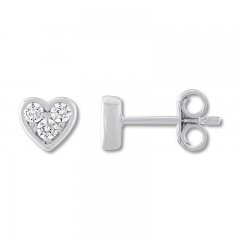 Diamond Heart Earrings 1/4 ct tw Round-cut 10K White Gold