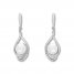 Cultured Pearl Earrings Lab-Created Sapphires Sterling Silver