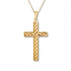 Woven Cross Necklace 10K Yellow Gold