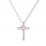 Cross Necklace 1/10 ct tw Diamonds Sterling Silver/10K Gold