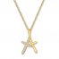 Diamond Cross Necklace 1/10 ct tw Round-cut 10K Yellow Gold