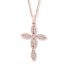 Diamond Cross Necklace 3/8 ct tw Round-cut 10K Rose Gold