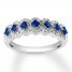 Sapphire Anniversary Band 1/4 ct tw Diamonds 10K White Gold