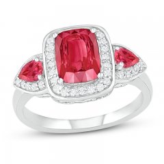 Lab-Created Ruby & White Lab-Created Sapphire Ring Sterling Silver