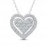 Diamond Heart Necklace 1/3 ct tw Round & Princess-cut 10K White Gold 18"