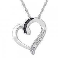 Diamond Heart Necklace Sterling Silver