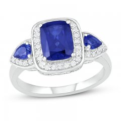 Blue & White Lab-Created Sapphire Ring Sterling Silver