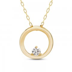 Diamond Circle Necklace 1/10 ct tw Round-cut 10K Yellow Gold 18"