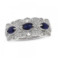 Blue & White Lab-Created Sapphire Ring Sterling Silver