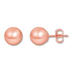 8mm Ball Earrings 14K Rose Gold